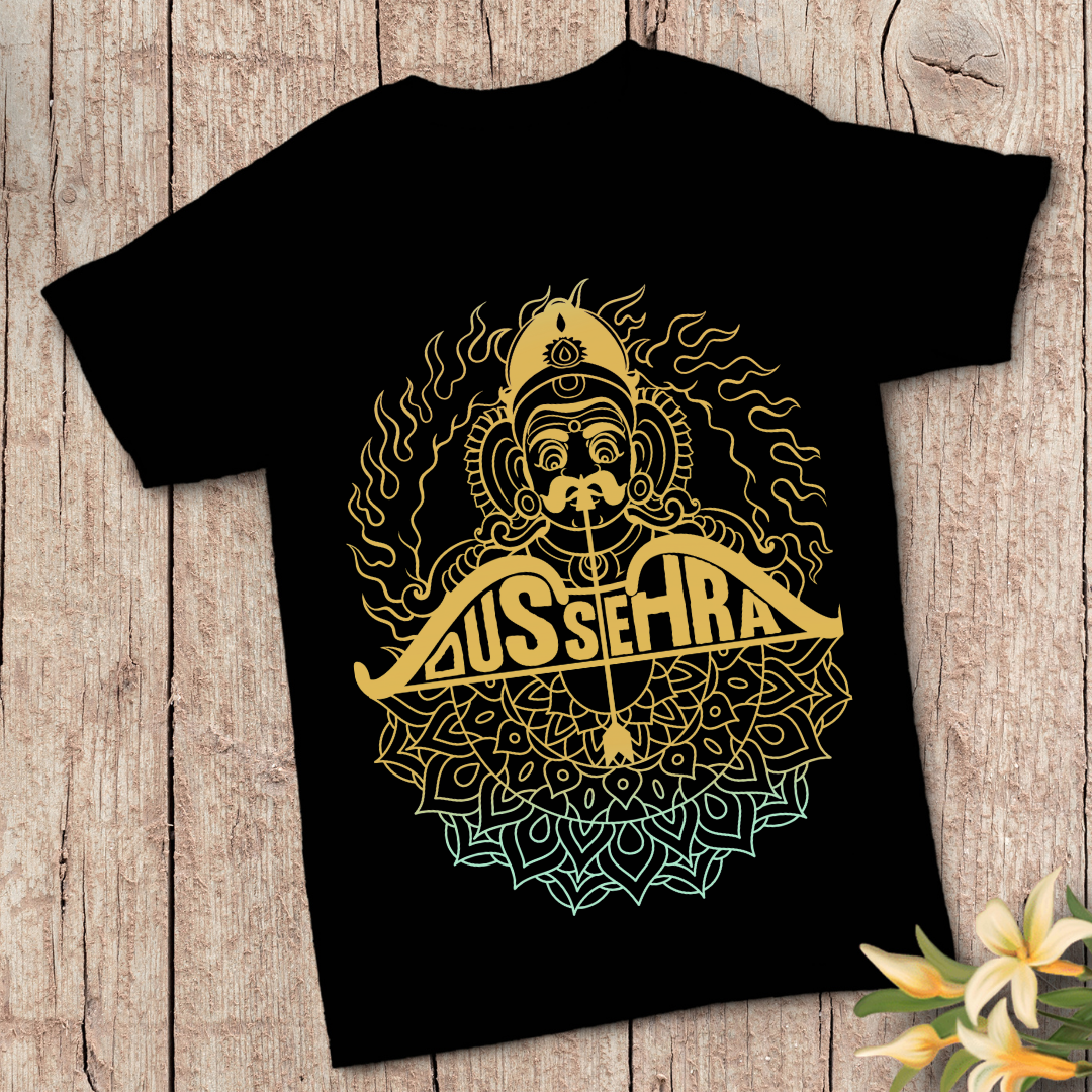 Dussehra: Burn Your Ego T-Shirt - Festive & Spiritual Graphic (A) by RanggRiwaaz