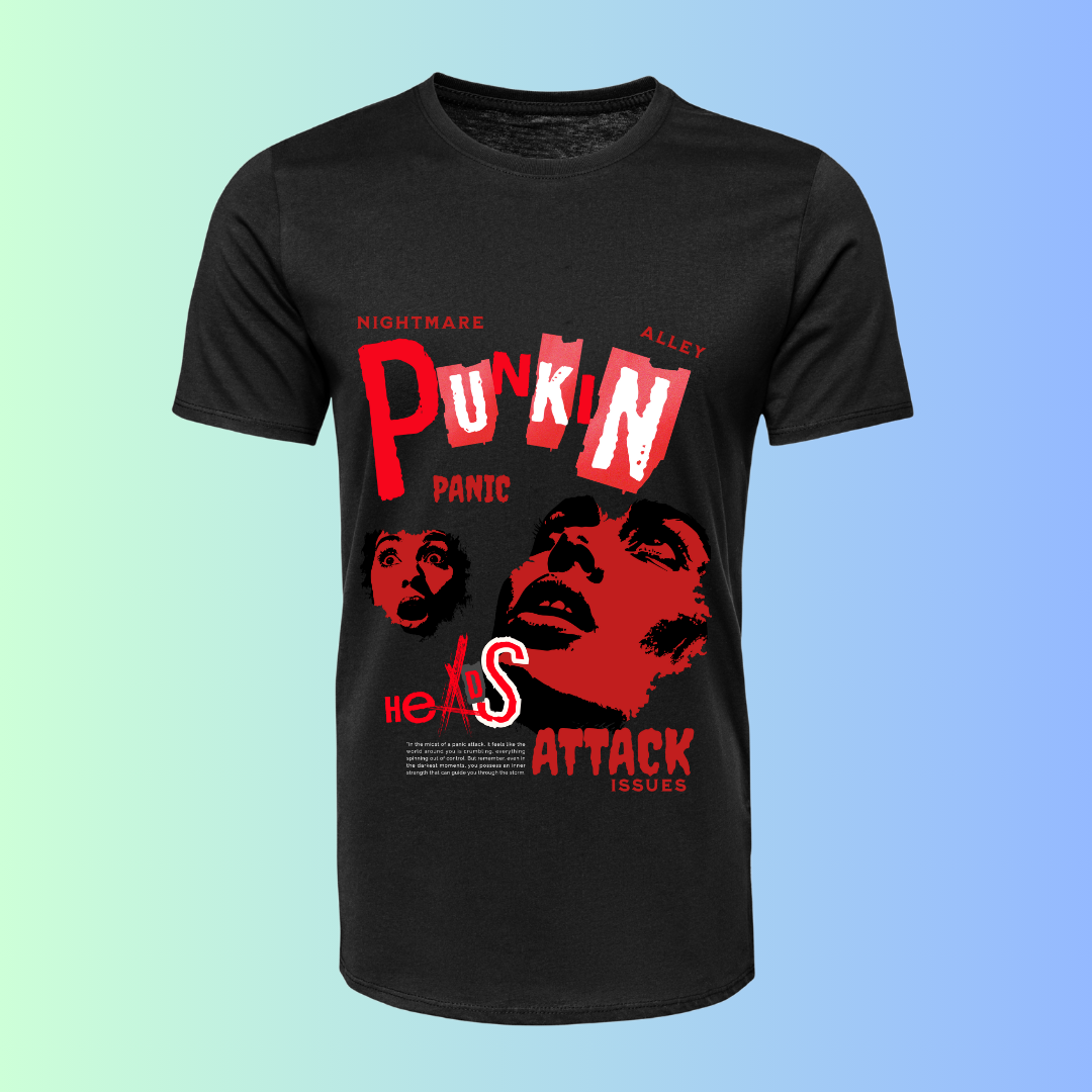 Nightmare Alley Punkin Panic T-Shirt - Retro Halloween & Spooky Vibe Tee by RanggRiwaaz