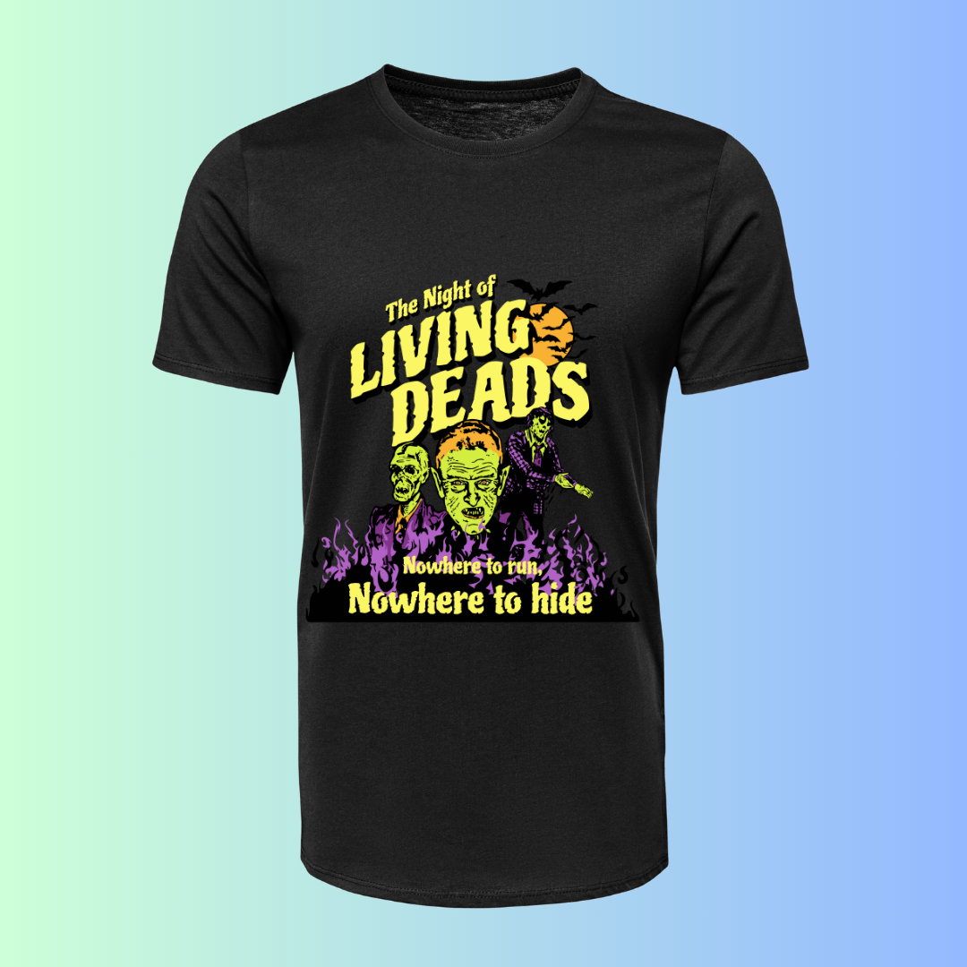 The Night of Living Deads T-Shirt - Classic Horror Movie Halloween Graphic Tee by RanggRiwaaz