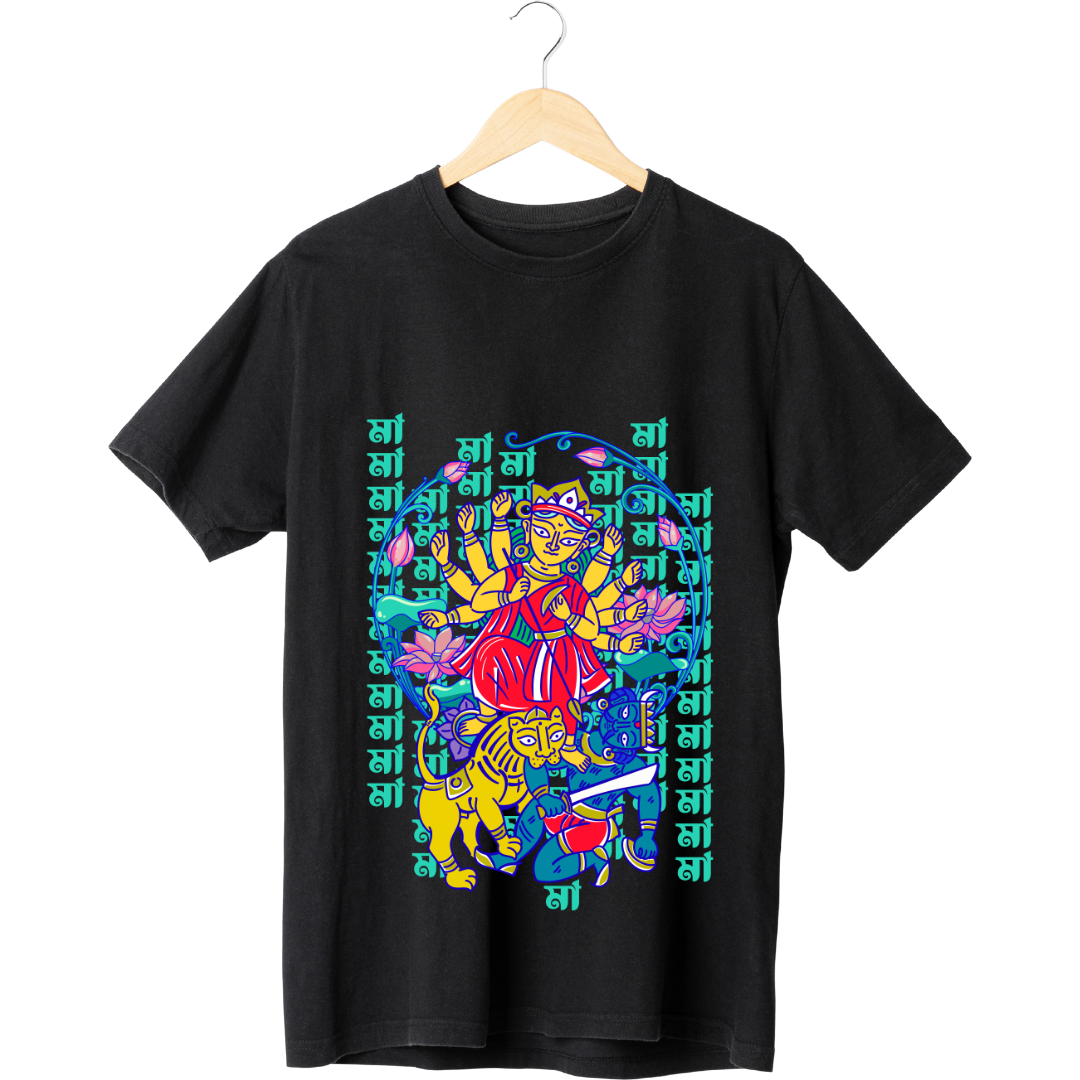 "Durga Mai Ki Jai" T-Shirt - Devotional Goddess Graphic Tee Men by RanggRiwaaz