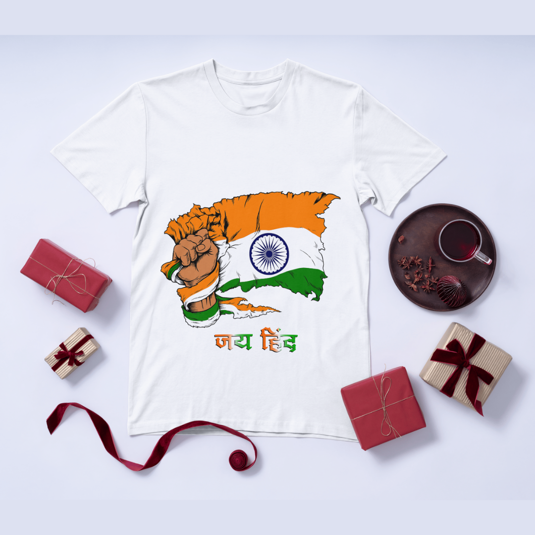 RanggRiwaaz Unisex "Jai Hind" Graphic Tee - India Patriotic Apparel