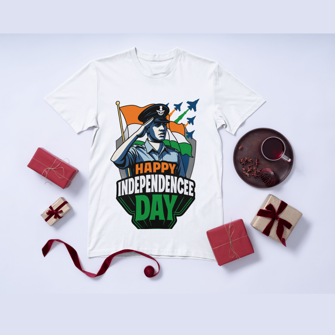 Indian Air Force Salute T-Shirt - Happy Independence Day Patriotic Tee by RanggRiwaaz