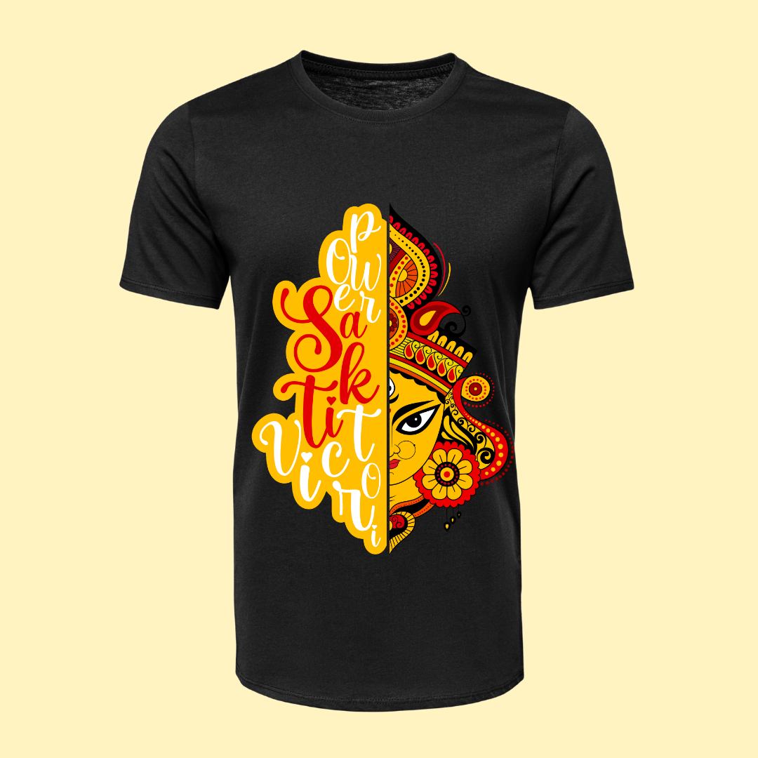 Power Shakti Maa Durga T-Shirt Men - Divine Goddess Graphic Tee by RanggRiwaaz