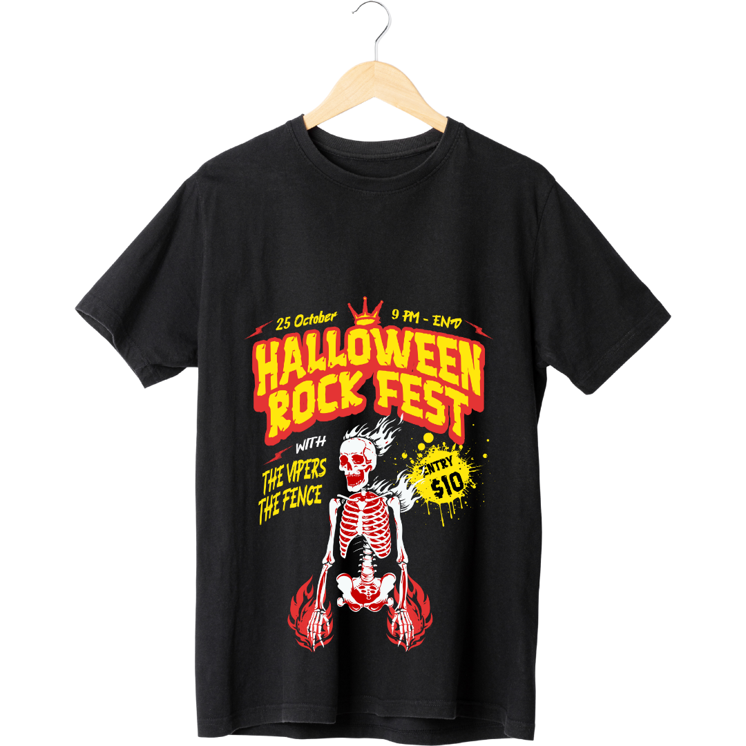 Halloween Rock Fest T-Shirt - Spooky Concert & Music Festival Tee by RanggRiwaaz