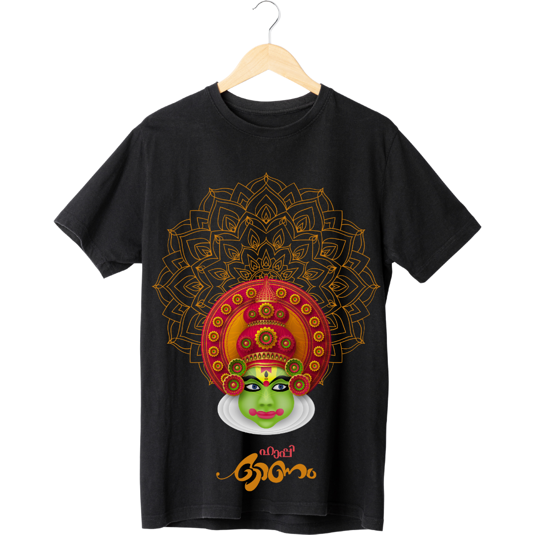 Happy Onam T-Shirt - Kerala Festival Floral Pookalam Tee by RanggRiwaaz