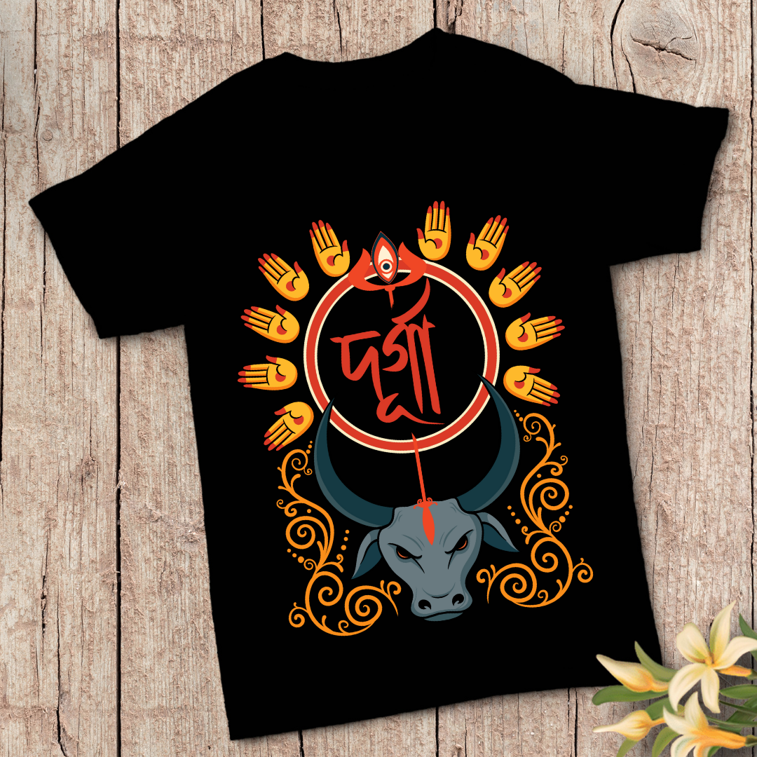 Maa Durga Graphic T-Shirt - Divine Goddess Devotional Tee by RanggRiwaaz