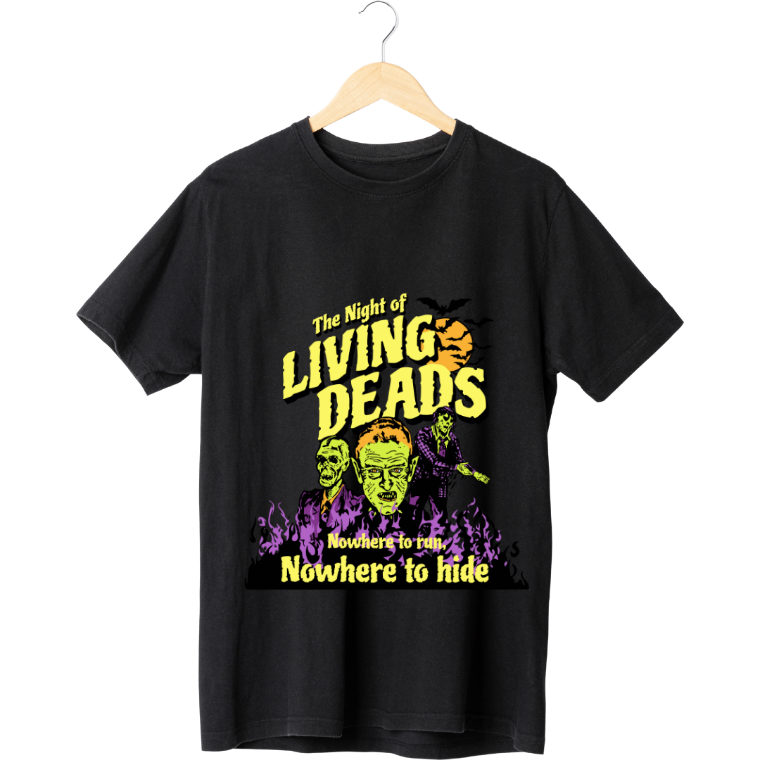 The Night of Living Deads T-Shirt - Classic Horror Movie Halloween Graphic Tee by RanggRiwaaz