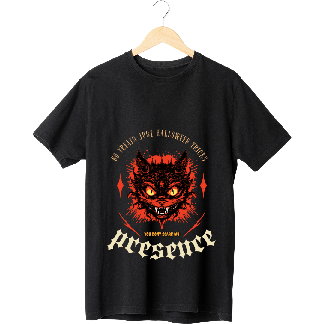 "No Treat Just Halloween Tricks" T-Shirt - Spooky Season Graphic Tee by RanggRiwaaz