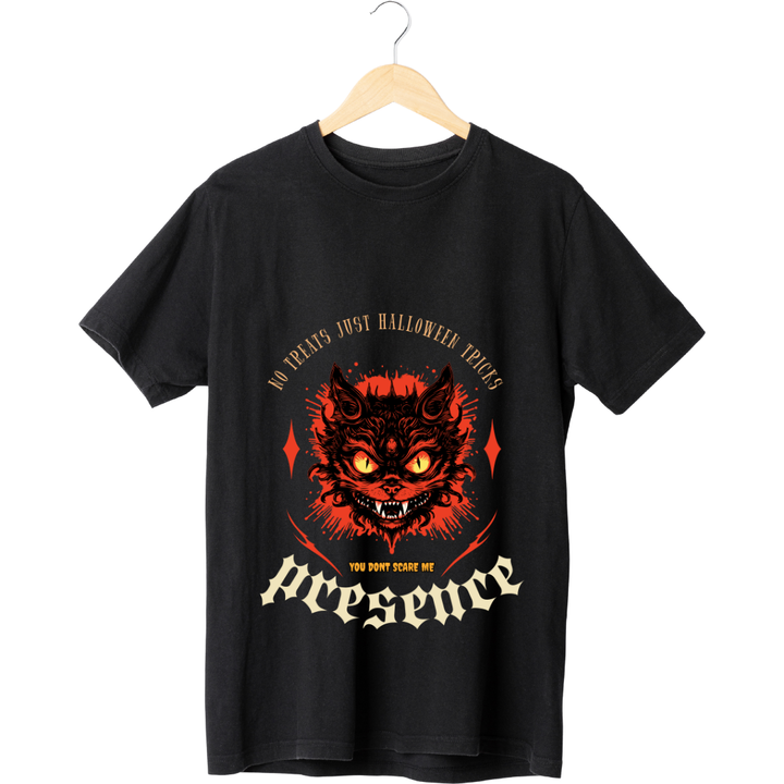 "No Treat Just Halloween Tricks" T-Shirt - Spooky Season Graphic Tee by RanggRiwaaz