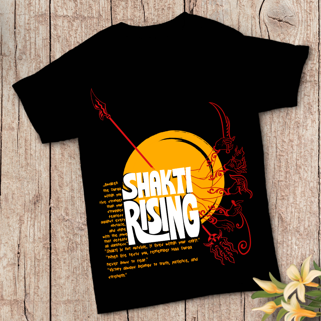 Navratri Festival T-Shirt - Goddess Durga Celebration Tee Black by RanggRiwaaz
