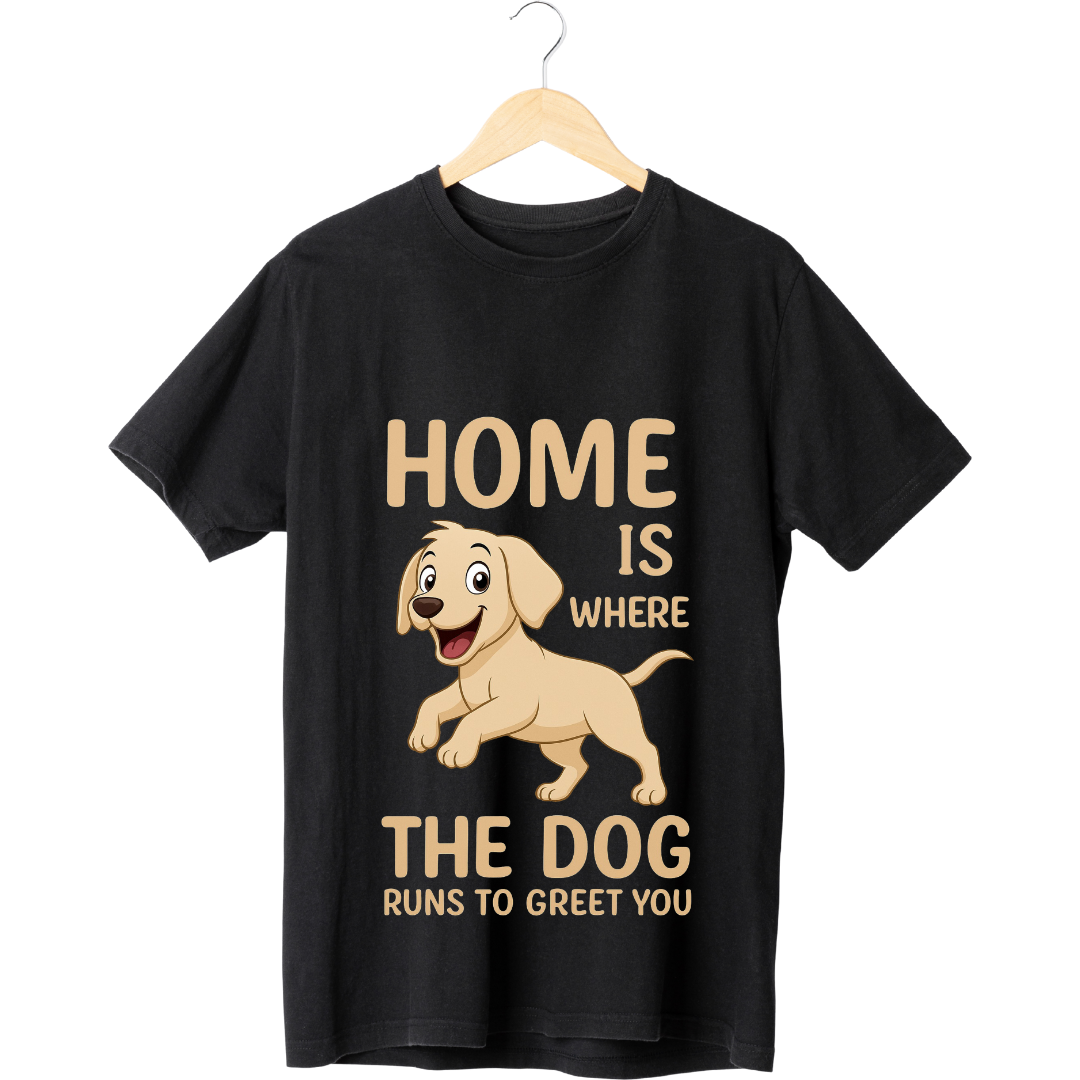 RanggRiwaaz Unisex "Home is Where the Dog Is" Graphic Tee - Pet Owner Comfort Shirt