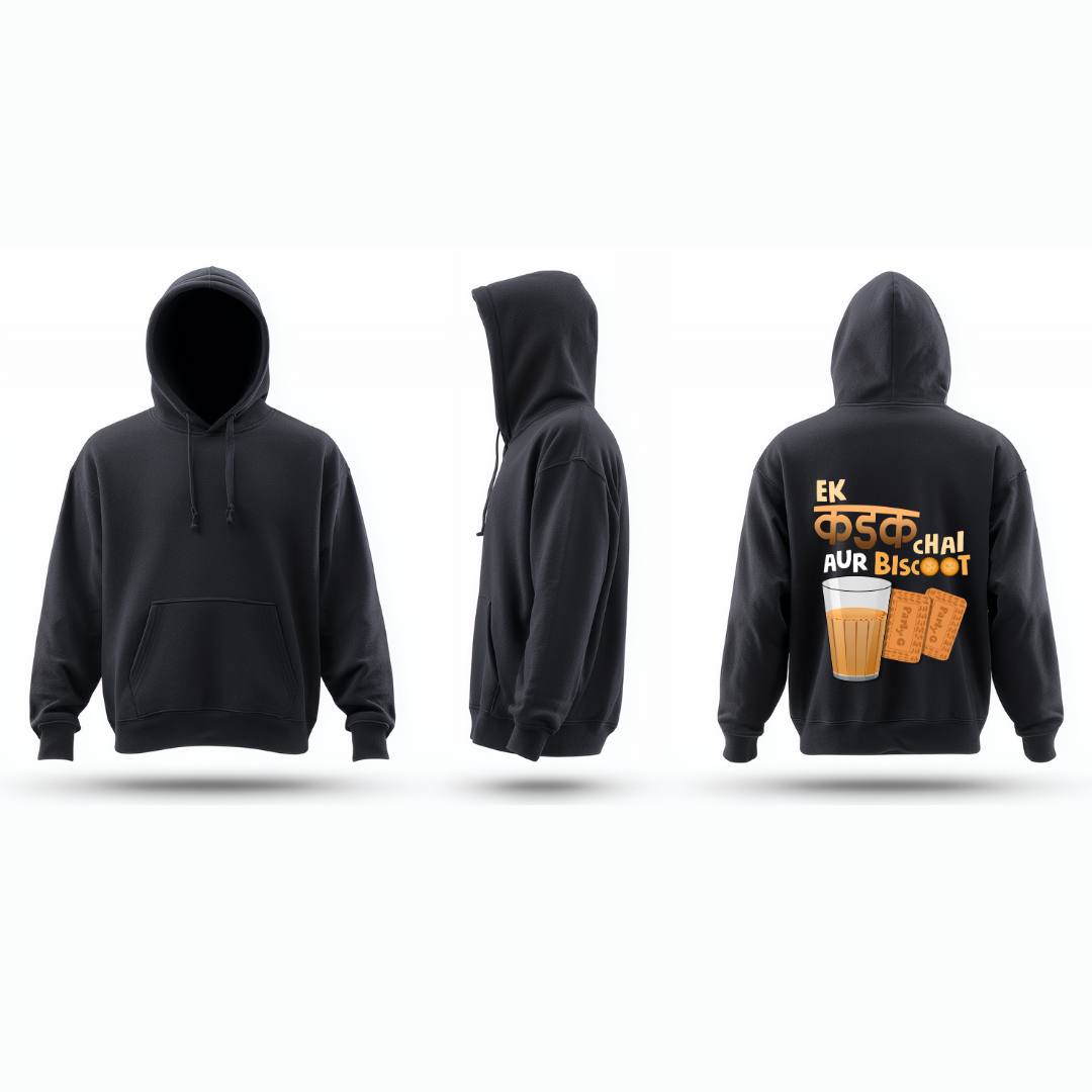 Ek Kadak Chai Biscoot - Indian Tea Lover Printed Unisex Hoodie | RanggRiwaaz
