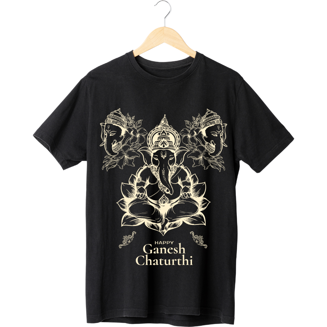 "Happy Ganesh Chaturthi" T-Shirt - Lord Ganesha Spiritual Tee by RanggRiwaaz