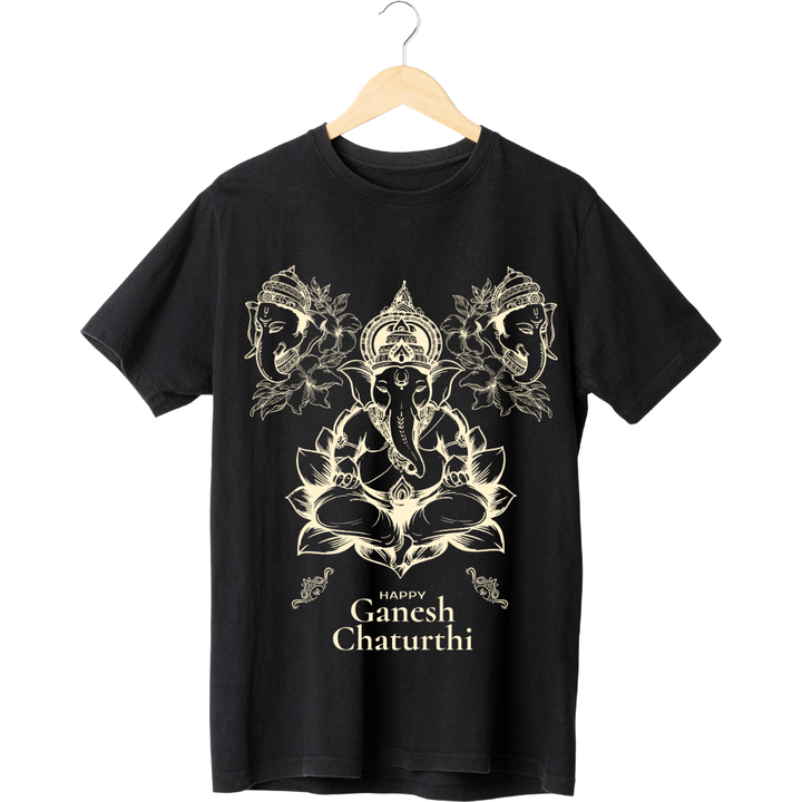 "Happy Ganesh Chaturthi" T-Shirt - Lord Ganesha Spiritual Tee by RanggRiwaaz