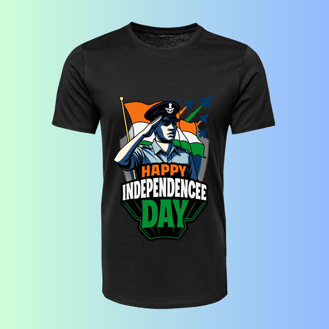 Indian Air Force Salute T-Shirt - Happy Independence Day Patriotic Tee by RanggRiwaaz