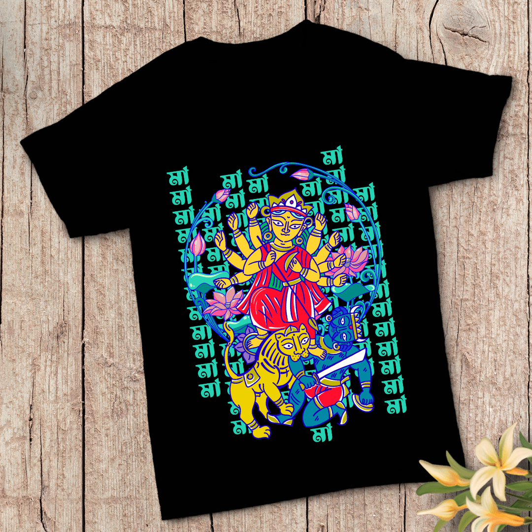 "Durga Mai Ki Jai" T-Shirt - Devotional Goddess Graphic Tee Men by RanggRiwaaz
