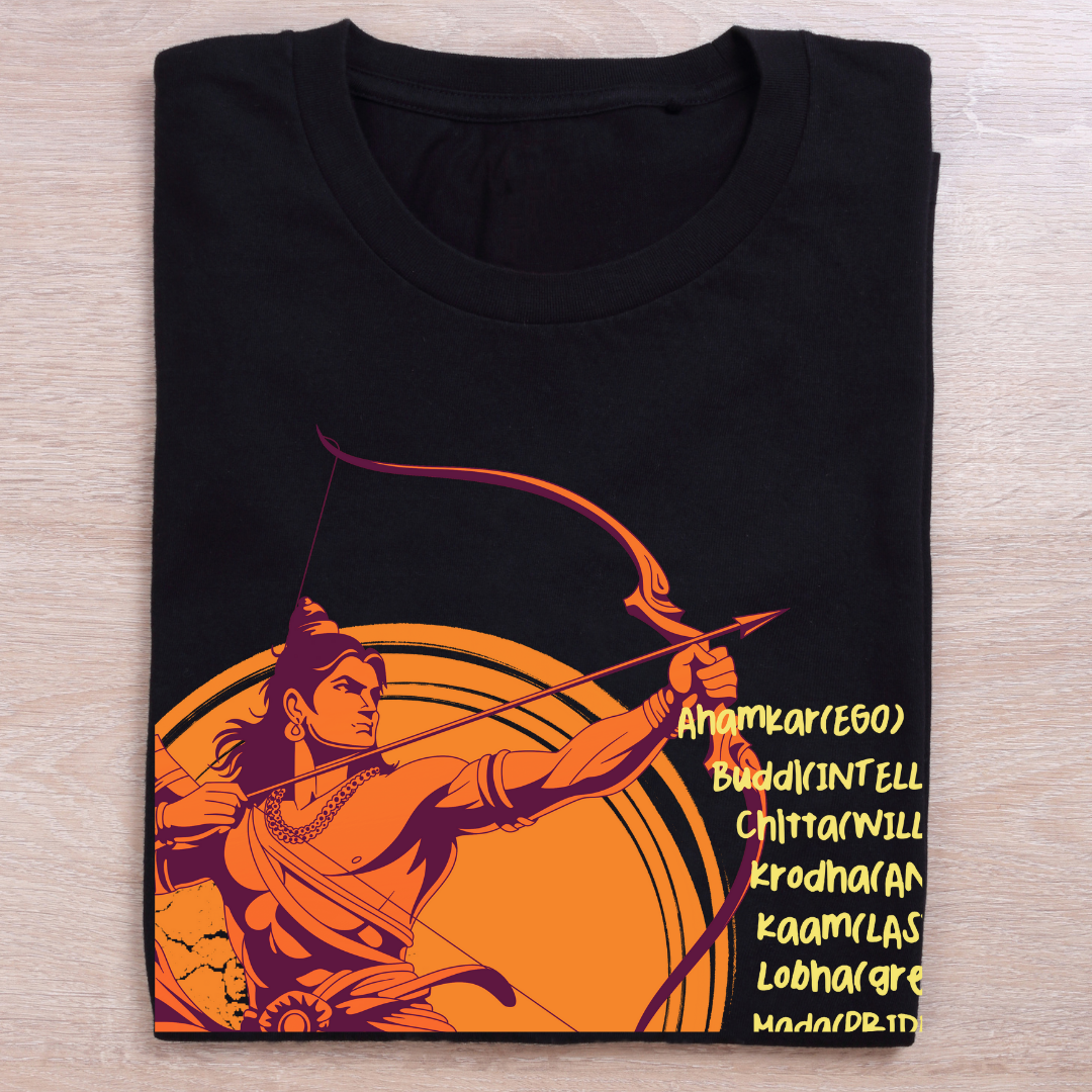 Happy Dussehra T-Shirt - Victory of Good Over Evil Tee in Black by RanggRiwaaz