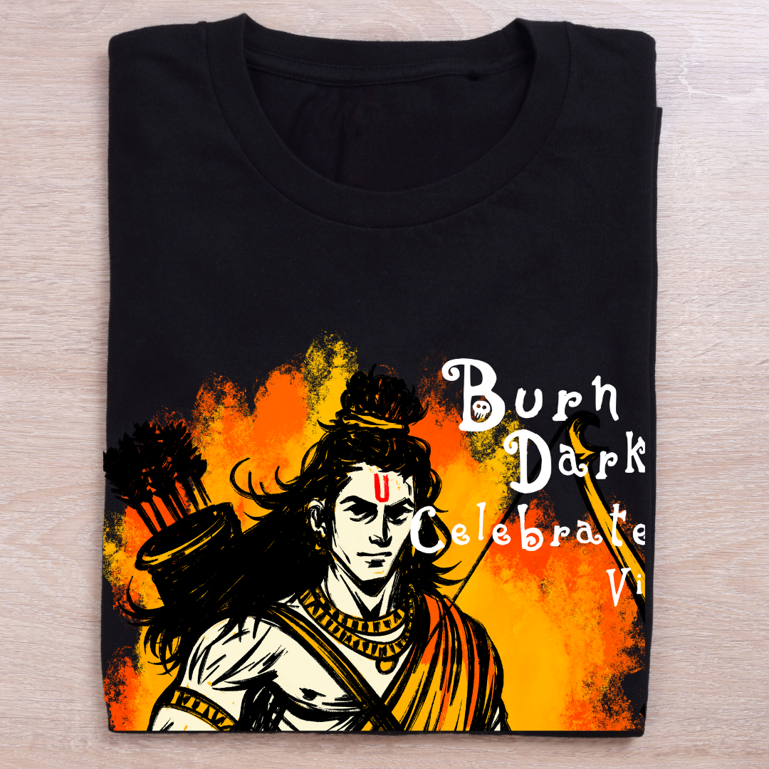 Fire of Dussehra T-Shirt - Victory Over Evil Graphic Tee by RanggRiwaaz