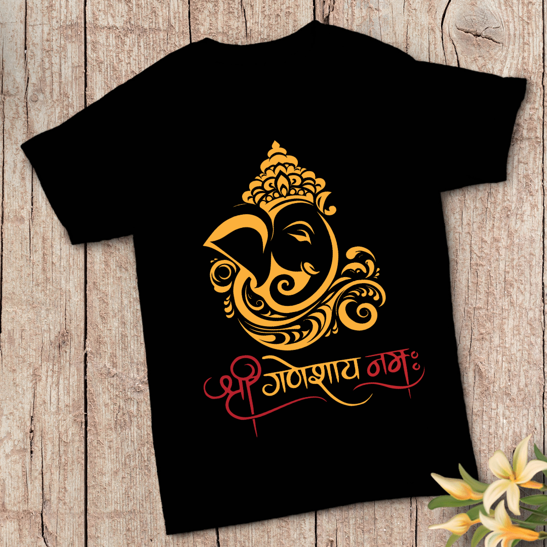 Ganesh Chaturthi Celebration T-Shirt - Artistic Lord Ganesha by RanggRiwaaz