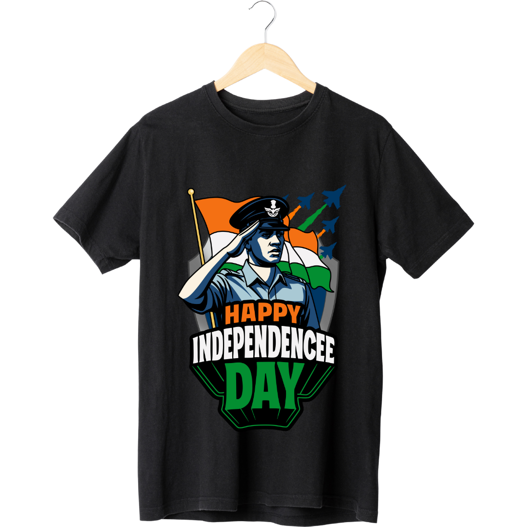 Indian Air Force Salute T-Shirt - Happy Independence Day Patriotic Tee by RanggRiwaaz