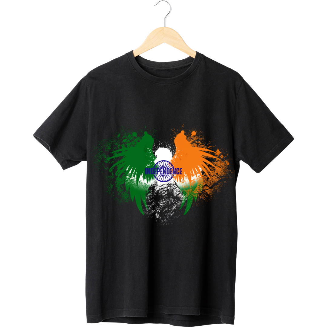 RanggRiwaaz "Independence" Grunge Flag Wings Tee - Indian Patriotic Symbol Shirt