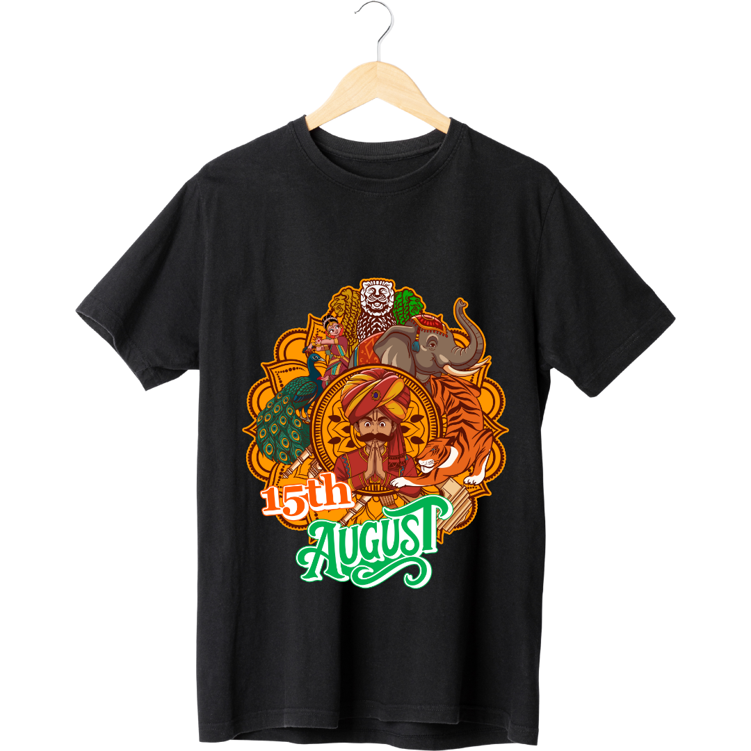 15th August Indian Culture T-Shirt - Vibrant Heritage & Freedom Day Tee by RanggRiwaaz