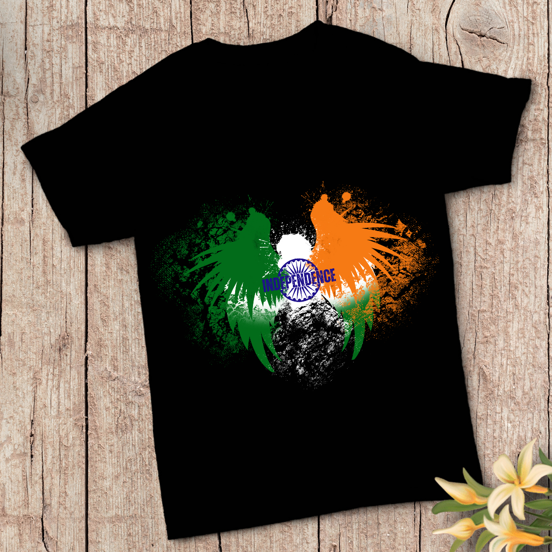 RanggRiwaaz "Independence" Grunge Flag Wings Tee - Indian Patriotic Symbol Shirt