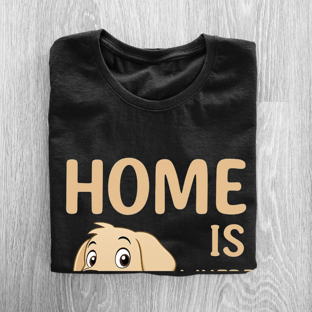 RanggRiwaaz Unisex "Home is Where the Dog Is" Graphic Tee - Pet Owner Comfort Shirt
