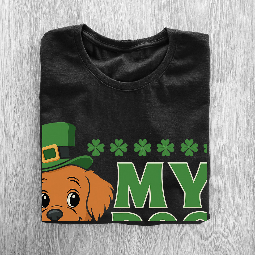 "My Dog is My Lucky Charm" T-Shirt - Pet Lover Good Fortune Tee by RanggRiwaaz