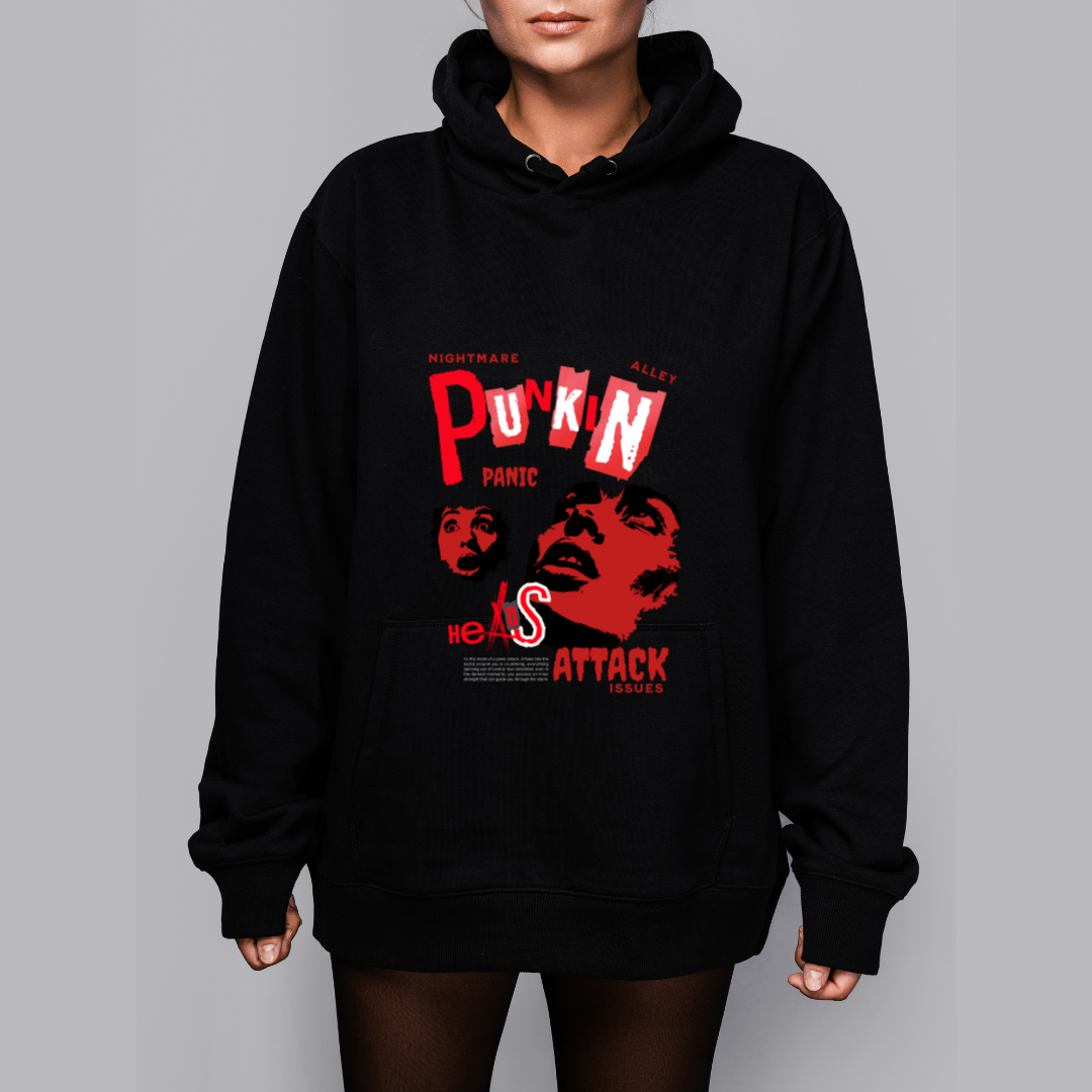 Nightmare Alley Punkin Panic Hoodie - Retro Halloween & Spooky Vibe Hoodie by RanggRiwaaz