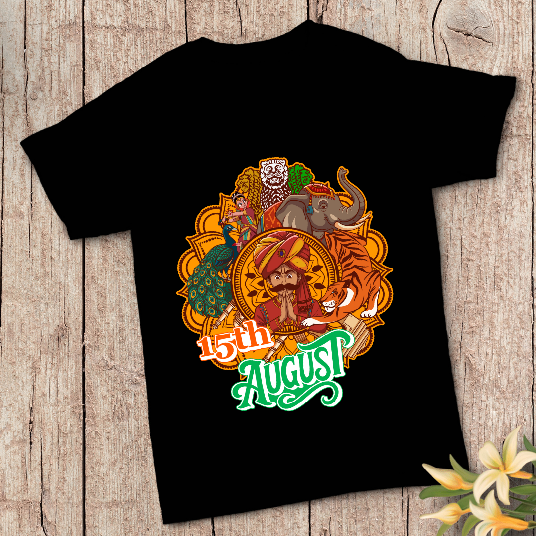 15th August Indian Culture T-Shirt - Vibrant Heritage & Freedom Day Tee by RanggRiwaaz