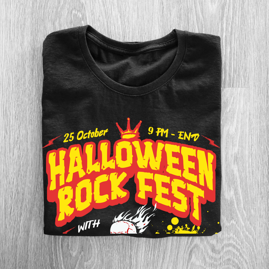 Halloween Rock Fest T-Shirt - Spooky Concert & Music Festival Tee by RanggRiwaaz