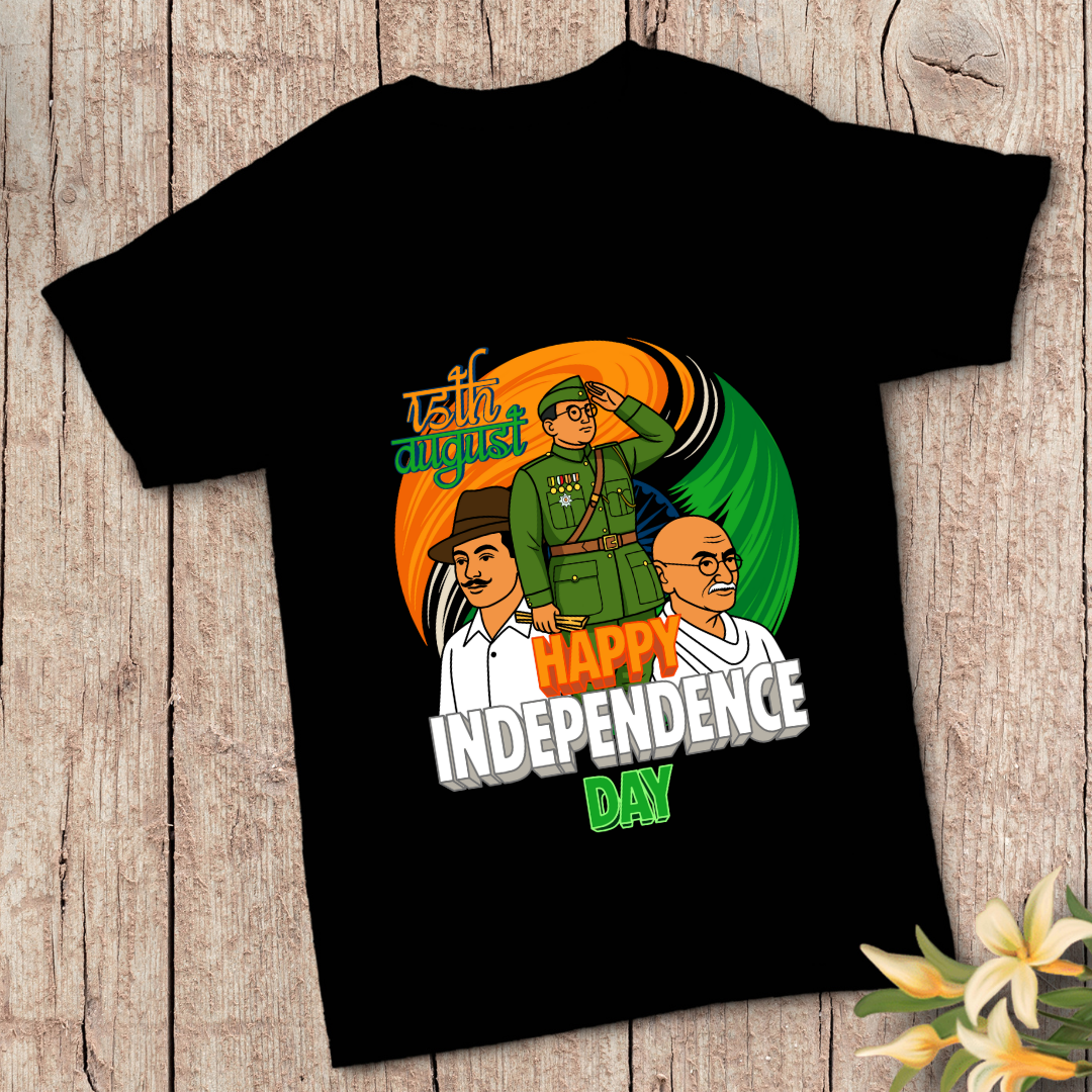Indian Freedom Fighters 15th August T-Shirt - Happy Independence Day Patriotic Tee by RanggRiwaaz
