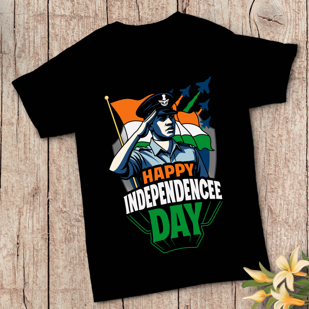 Indian Air Force Salute T-Shirt - Happy Independence Day Patriotic Tee by RanggRiwaaz