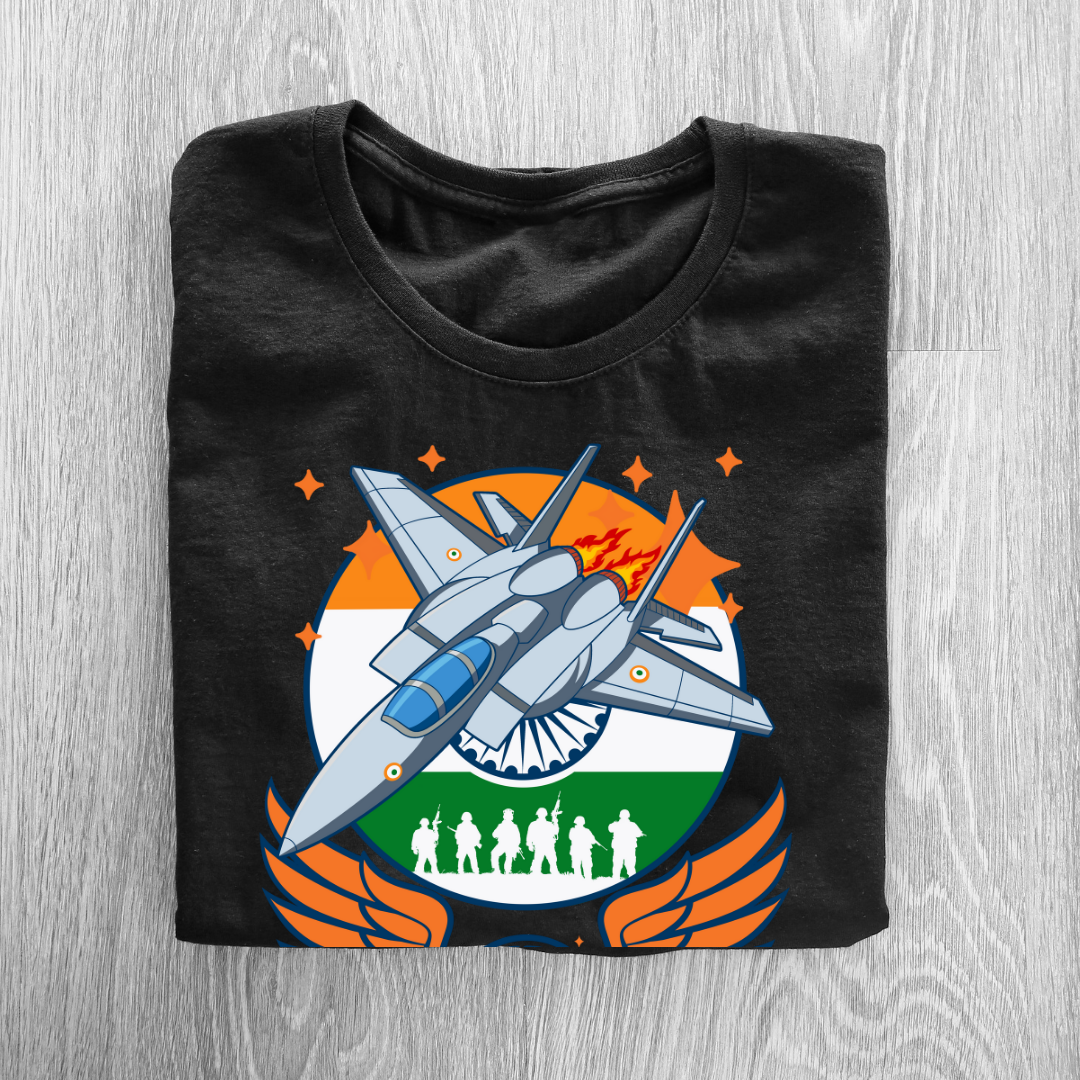 Jet Fighter 15th August T-Shirt - Indian Independence Day Patriotic Tee by RanggRiwaaz