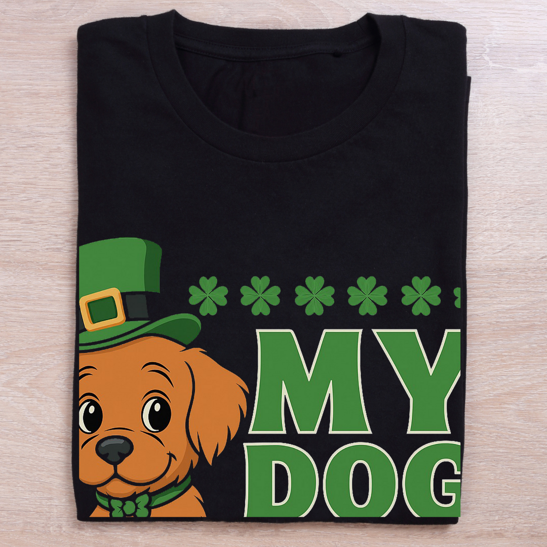 "My Dog is My Lucky Charm" T-Shirt - Pet Lover Good Fortune Tee by RanggRiwaaz