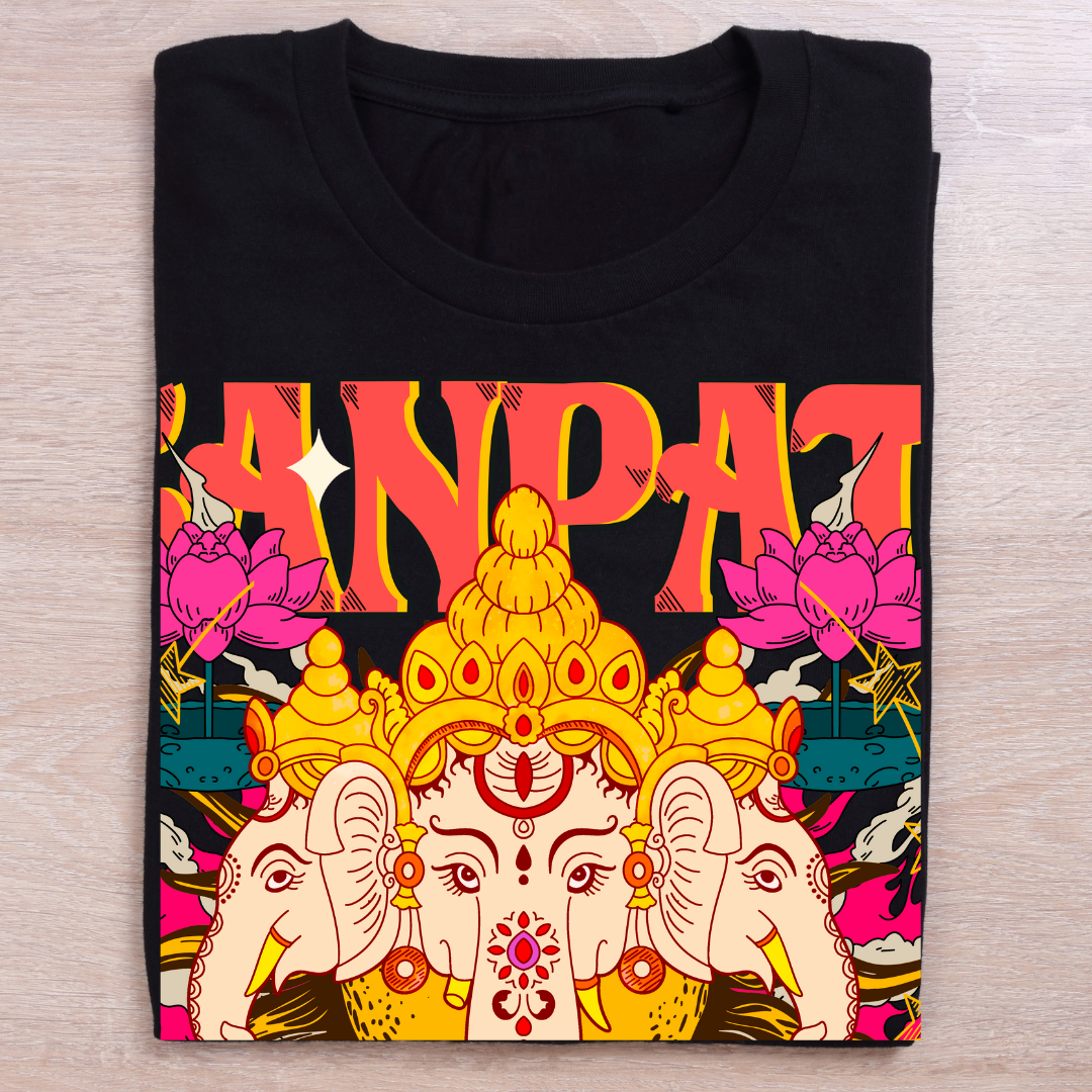 Ganpati Bappa Morya T-Shirt - Devotional Ganesh Mantra Tee by RanggRiwaaz