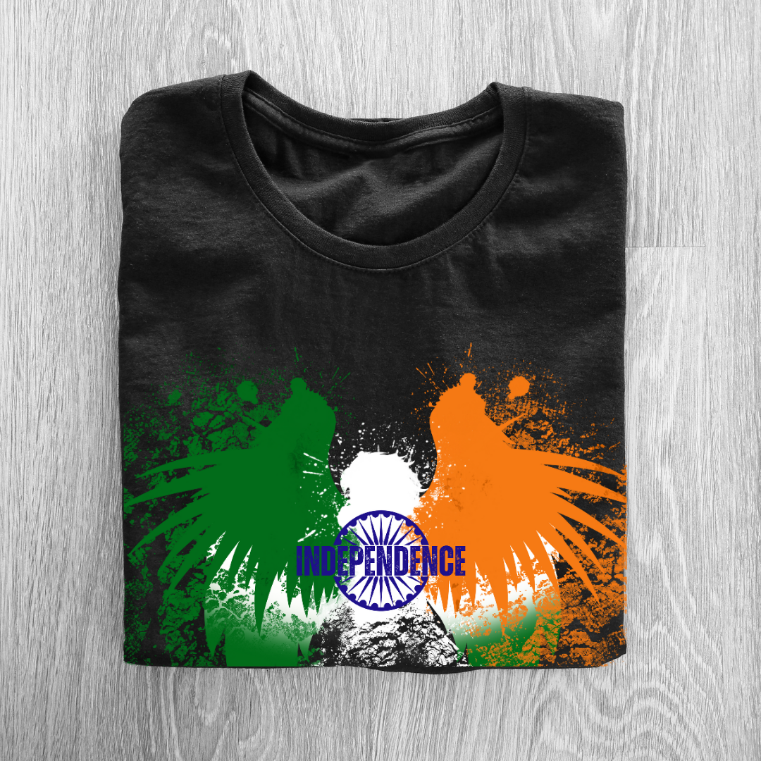 RanggRiwaaz "Independence" Grunge Flag Wings Tee - Indian Patriotic Symbol Shirt