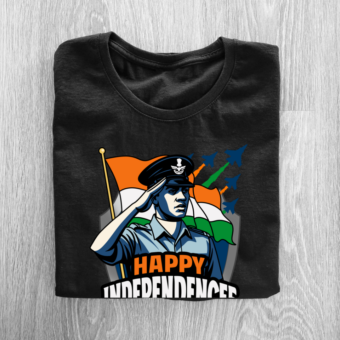 Indian Air Force Salute T-Shirt - Happy Independence Day Patriotic Tee by RanggRiwaaz