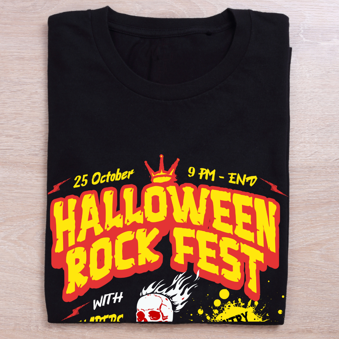 Halloween Rock Fest T-Shirt - Spooky Concert & Music Festival Tee by RanggRiwaaz