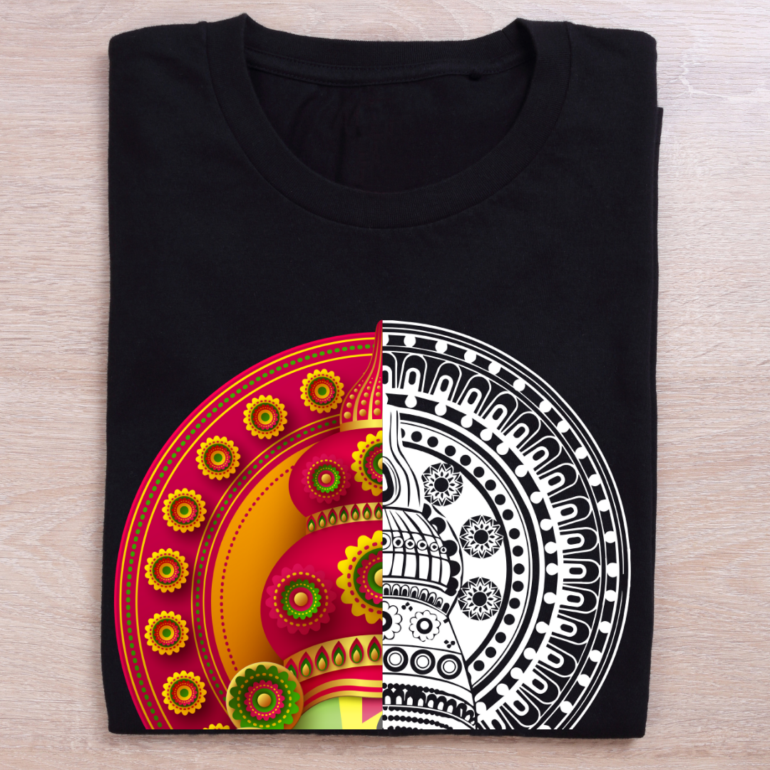 Onam Vibe T-Shirt - Modern Pookalam & Sadya Design by RanggRiwaaz