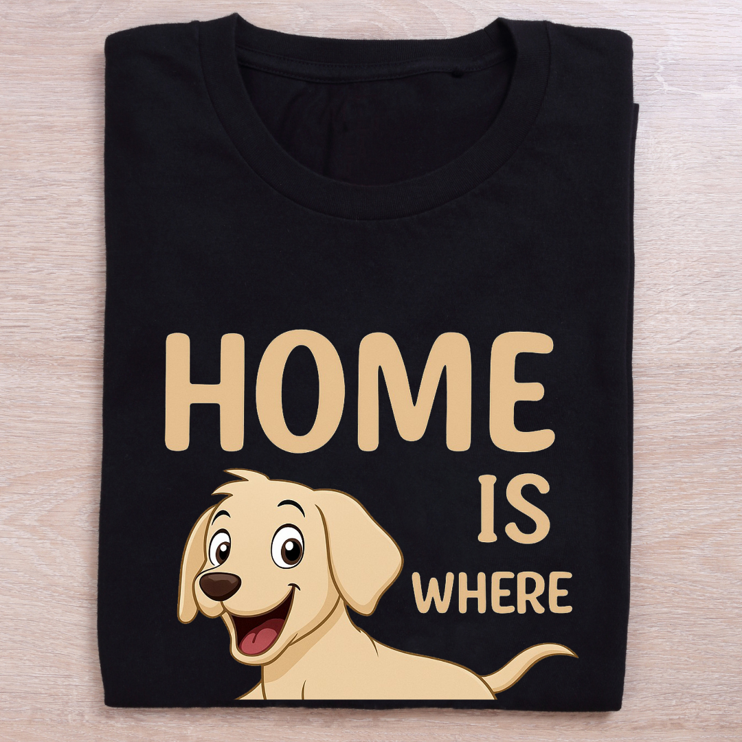 RanggRiwaaz Unisex "Home is Where the Dog Is" Graphic Tee - Pet Owner Comfort Shirt