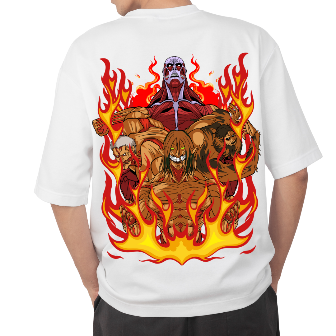 AOT Unisex Oversized T-Shirt - Attack on Titan Anime Graphic Tee by RanggRiwaaz