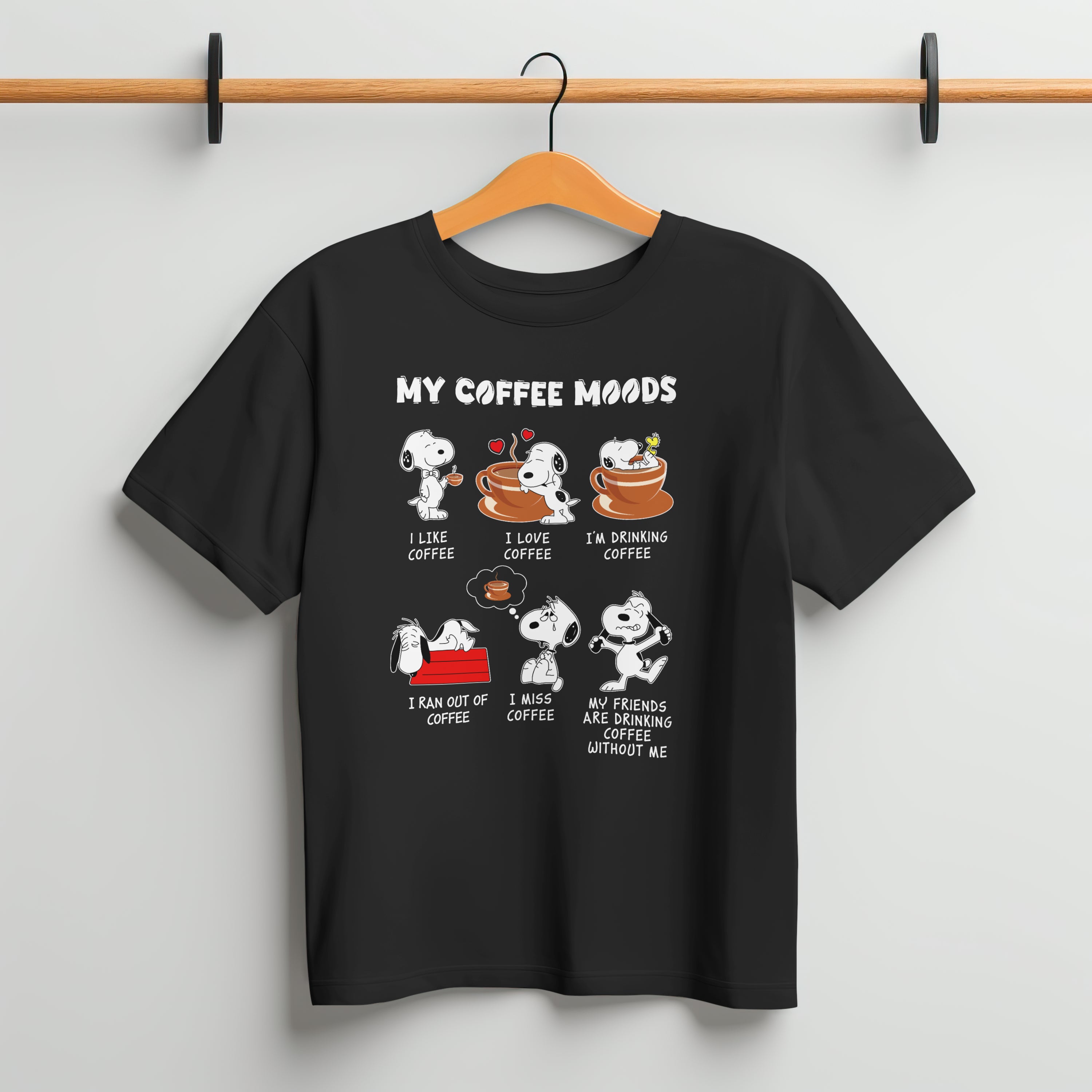 My Coffee Moods T-Shirt for Women - Funny Coffee Lover Tee by RanggRiwaaz
