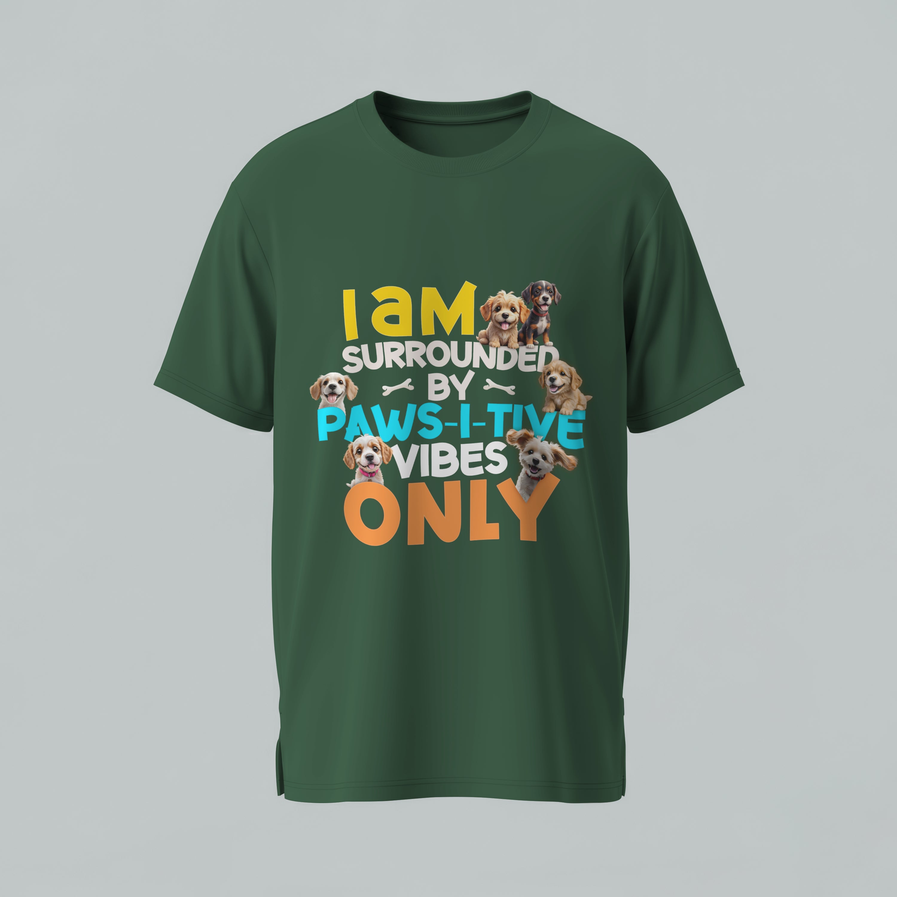 Paws-i-tive Vibes Only T-Shirt - Dog Lover Positive Message Tee Dog Owner Gift by RanggRiwaaz