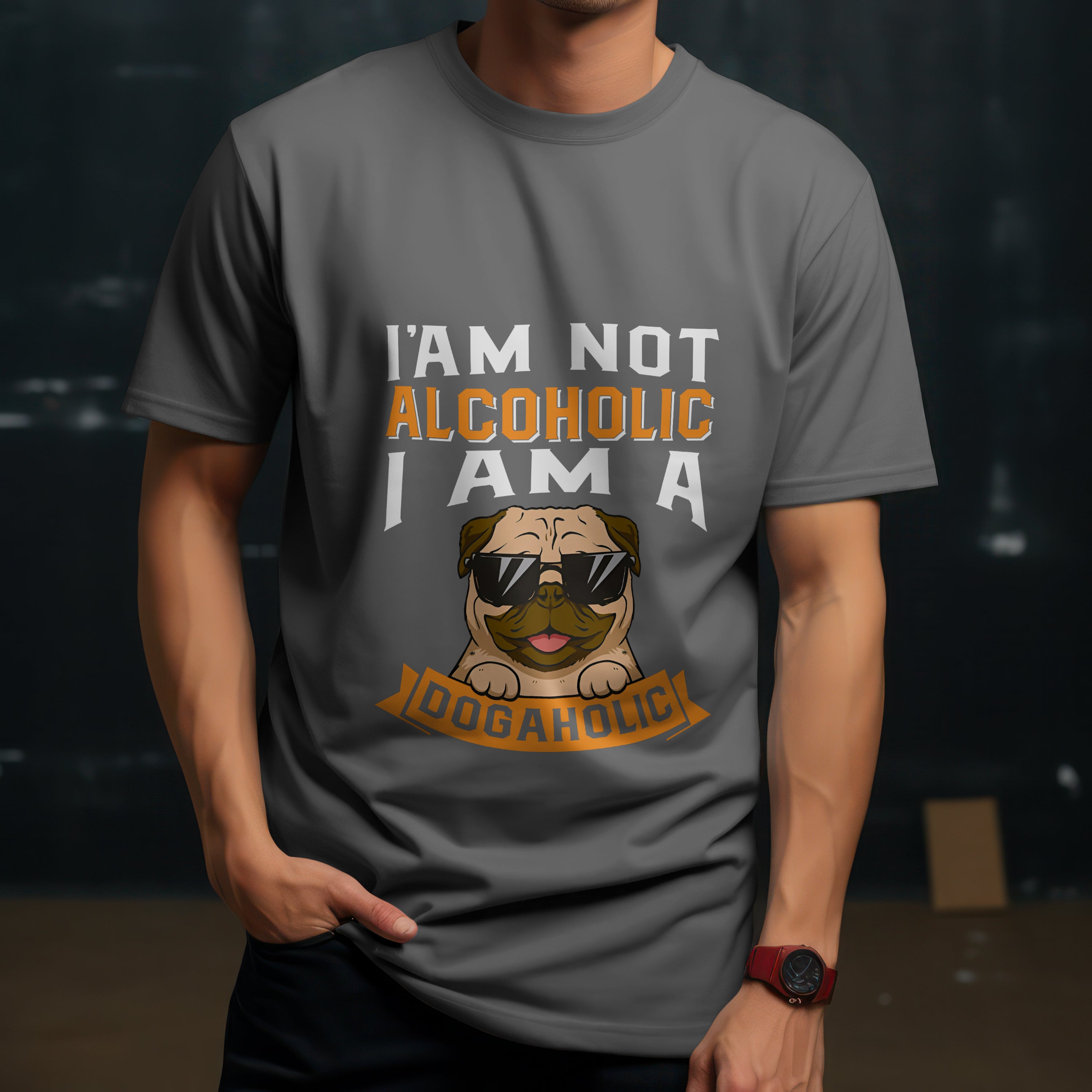 "I Am a Dogaholic" T-Shirt - Funny Dog Lover Tee by RanggRiwaaz