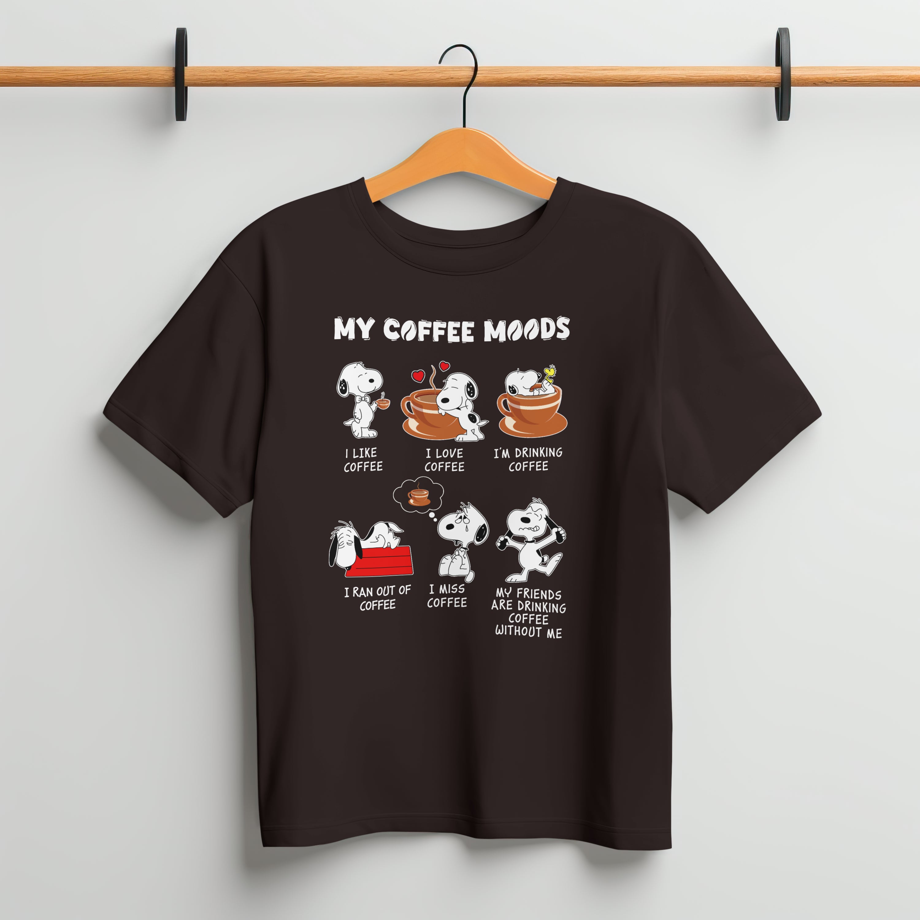 My Coffee Moods T-Shirt for Women - Funny Coffee Lover Tee by RanggRiwaaz