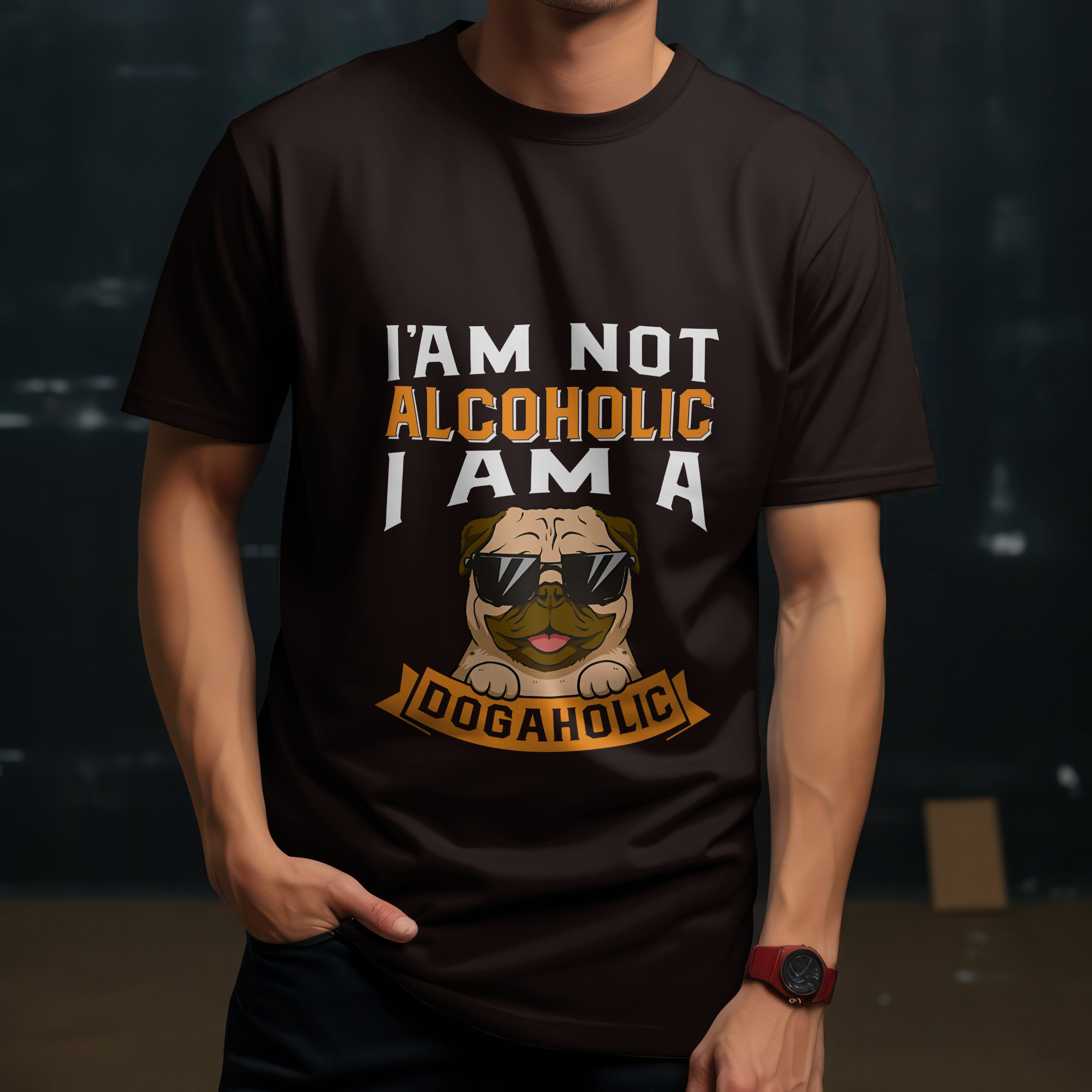 "I Am a Dogaholic" T-Shirt - Funny Dog Lover Tee by RanggRiwaaz