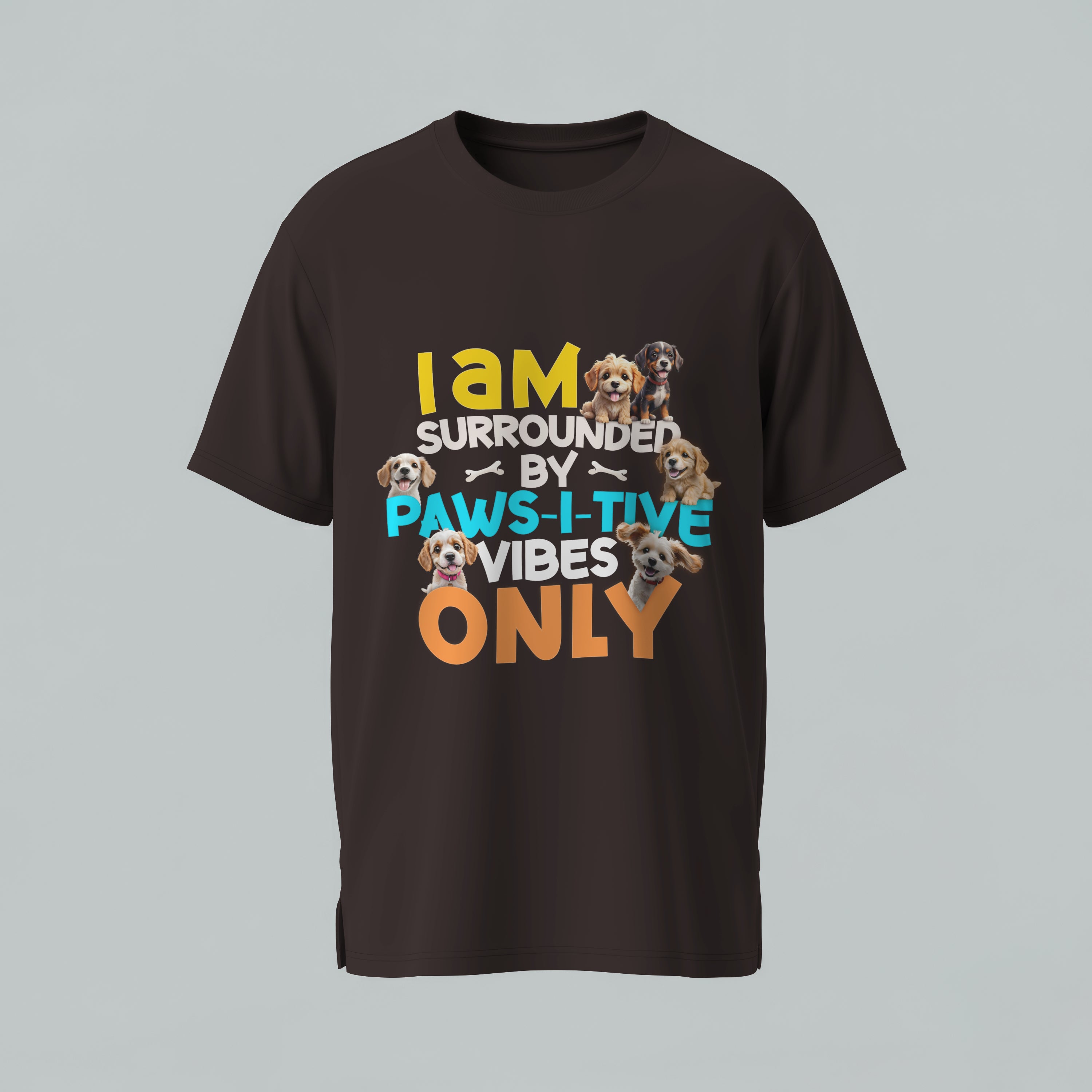 Paws-i-tive Vibes Only T-Shirt - Dog Lover Positive Message Tee Dog Owner Gift by RanggRiwaaz