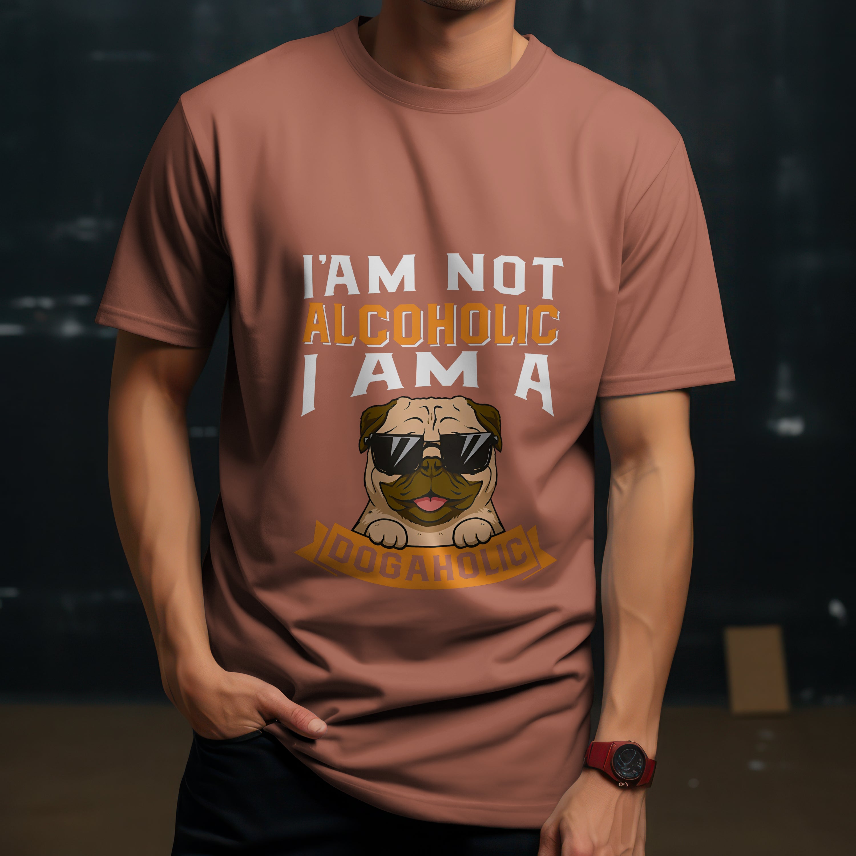 "I Am a Dogaholic" T-Shirt - Funny Dog Lover Tee by RanggRiwaaz